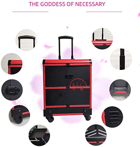 BYCDD Trolley Kosmetikkoffer Schminkkoffer, Multikoffer Etagenkoffer mit 360° Rollen Beauty Make-up Koffer,A – Bild 6