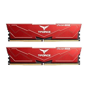 TEAMGROUP T-Force Vulcan DDR5 32GB (2x16GB) 6000MHz (PC5-48000) CL30 Intel XMP 3.0 & AMD Expo Compatible Desktop Memory Module Ram Red FLRD532G6000HC30DC01