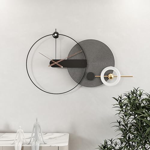 Modern Large Wall Clock Living Room,Decorative Nordic Style Battery Operated Metal Grey Wall Clock, Big Silent Clock for Wall,Office, Bedroom