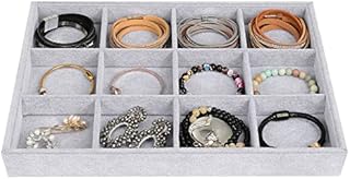 Emibele Glasses Organizer Jewelry Tray, 8 Grids Velvet Tray Watch Storage Stackable Jewelry Showcase Display Storage with Detachable Inner Dividers - Grey