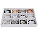 Emibele Organizador Multifuncional de Joyas, 12 Compartimentos Bandeja de Joyas Interior Extraíble, Bandeja de Exhibición con Apilable para Collares Anillos Pendientes Tachuelas Pulseras, Gris