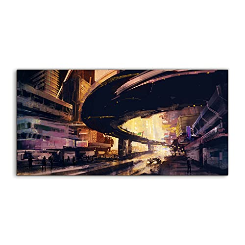 Art photo sur verre trempé 140x70cm abstraction city haut de gamme