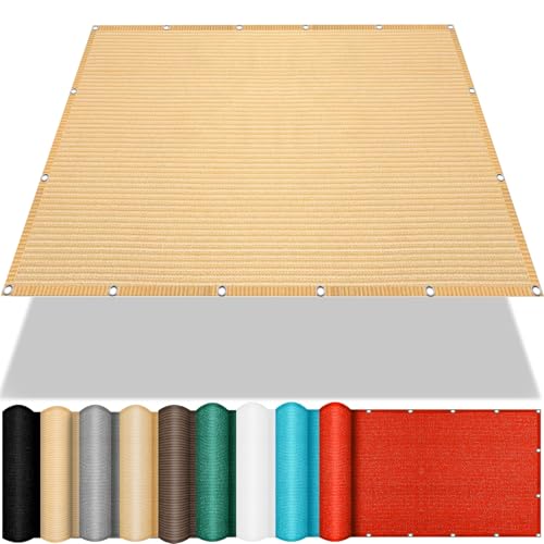 Lona de protección UV de 60 x 750 cm, toldo rectangular ligero con ojales, red de sombra gris claro para garaje, patio y jardín, color crema, 140 x 800 cm