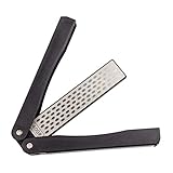 Folding Knife Sharpener, CBTONE 400/600 Grit Portable Handheld Double Sided Sharpener Pocket Diamond Knife Sharpening Stone for Kitchen, Garden, Outdoor Tools, Black