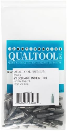 Qualtool Premium 250R3-25 Size 3 Square Insert Bit, 25-Pack