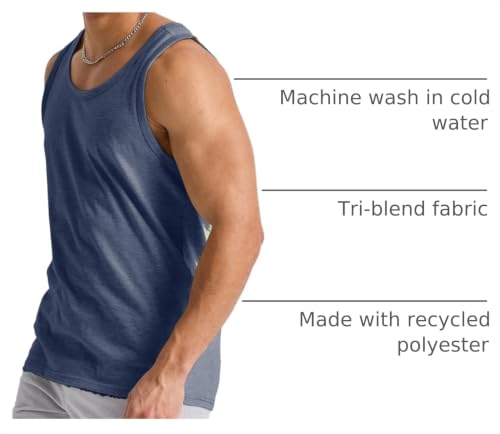 Image of Hanes Mens Originals Tri-Blend Tank Top, Lightweight Tanks for Men, Sleeveless Tank Shirt