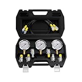 MEASUREMAN Hydraulic Test Gauge Kit with 3 Gauges (0-250bar/0-400bar/0-600bar) 6 Test Couplings 2 Hoses, High Precision Hydraulic Test Gauge Kit for Excavator, Machinery