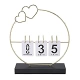 LED Perpetual Flip Calendar, Creative Design Multifunctional Iron Material Soft Lighting Table Desk Decor Calendars for Home Dorm (Black Heart Calendar)