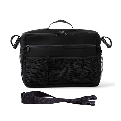 J.L. Childress Cool 'N Cargo Stroller & Wagon Cooler - Insulated Stroller Organizer Bag with Cup & Bottle Holder, Travel Accessory for Parents, Universal Fit, Large Capacity Storage Attachment - Black