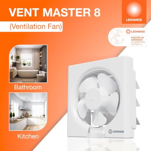 Image of LEDVANCE Exhaust Fan | Suitable for Kitchen, Bathroom & Offices | Silent Operation | Low Power Consumption | Automatic Shutter Louvers | High-Efficiency Motor | 2 Year Warranty (200 mm - 2026)
