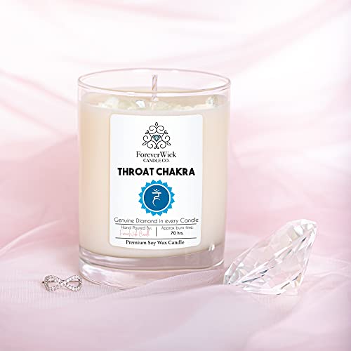 Foreverwick Throat Chakra Candle | Aromatherapy Candle | Soy Wax Natural Candles | Rock Quartz Crystals Candle | Bergamont Aroma Therapy Scented Candle | Zinc Free Wick Candle |14 Oz Organic Candle #TOP5