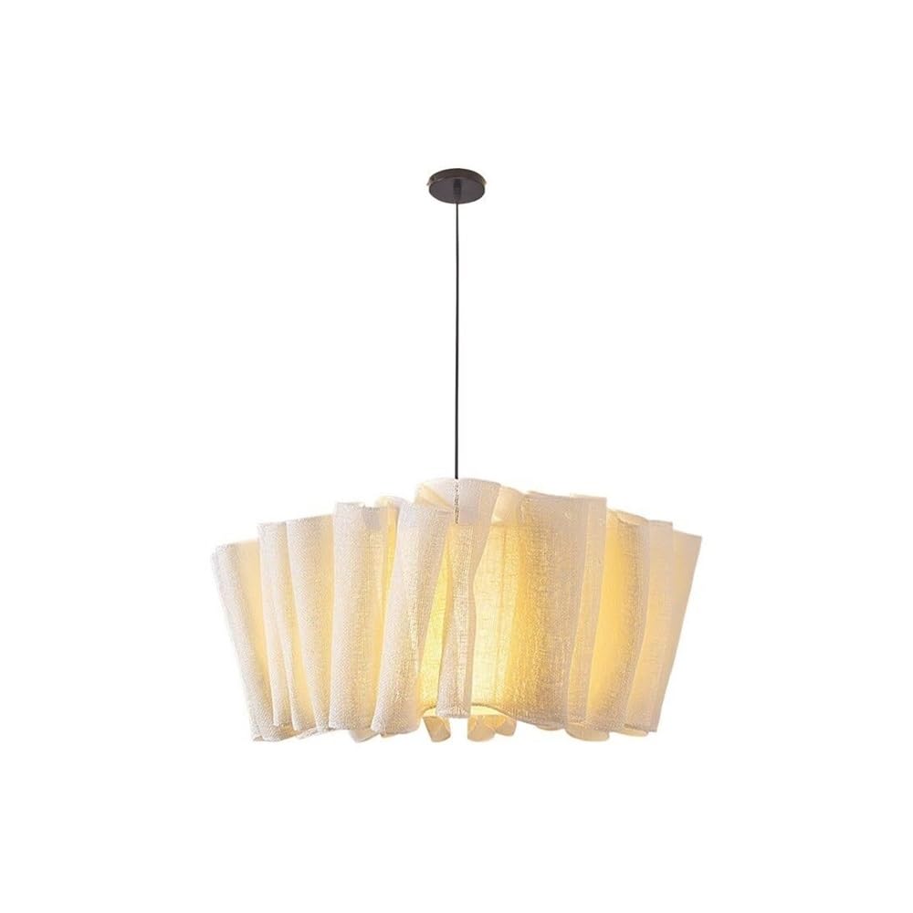Lampe suspendue géométrique vintage et grand lustre en tissu de lin
