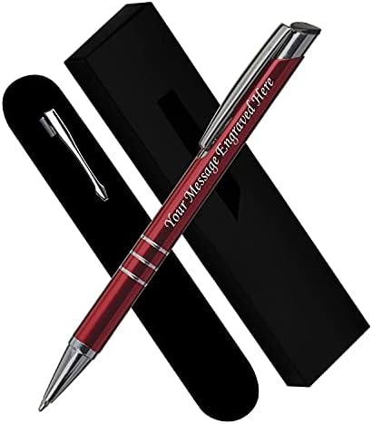 Paul Clover Personalised Engraved Blue Ink Ballpoint Pen with Medium Point - Refillable - Lacquered Aluminium Finish - Velvet Pouch, Gift Box & Black Refill - Great Gift for Men, Women - Beige