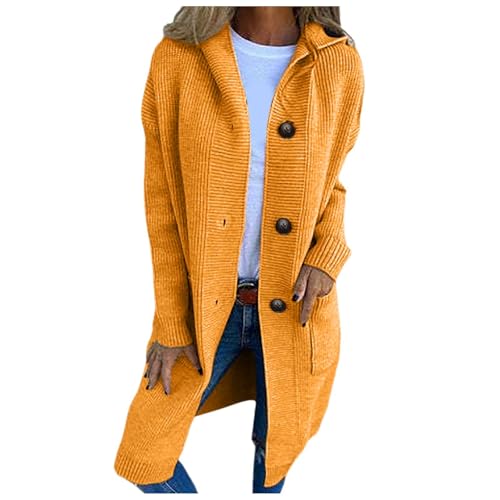 Pull long pour femme avec capuche un cardigan tricoté rétro et chaud pour hiver