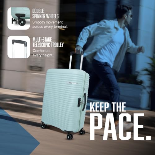 Image of American Tourister Liftoff+|Medium Size Check-in Spinner Trolley Bag (67 cm) for Travel|360 8 Wheel Travel Luggage|Hard Case Polypropylene (PP) Suitcase|Mounted TSA Lock|Seafoam Blue