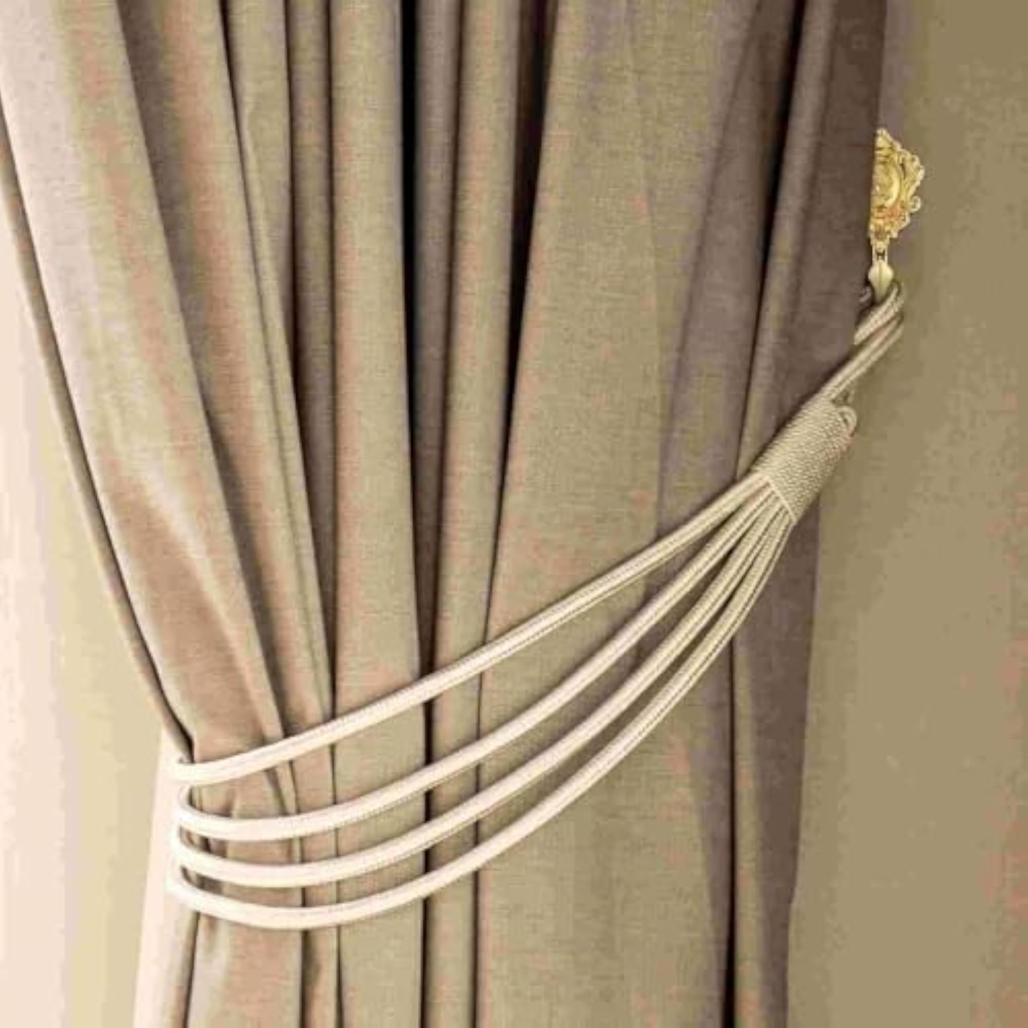 Magnetic Curtain Tiebacks, Gold Metal Holdbacks for Drape