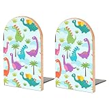 Dessin animé Dinosaures Motif Bois Serre-Livres décoratif Serre-Livres antidérapant Bureau Livre Support pour Livres Bureau fichiers Magazine Grand
