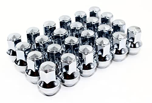 Set of 24 Veritek 14x1.5mm 13/16 Hex 1.7 Inch 44.5mm Length One Piece Chrome OEM Factory Style Large Acorn Seat Lug Nuts for Ford F-150 Expedition Lincoln Navigator Factory Wheels