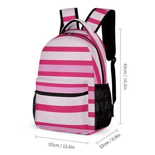 3Pcs Backpack Sets Rose Red Stripe Print Travel Daypack 3 in 1 Lightweight Backpack Set with Lunch Bag And Cosmetic Bag2