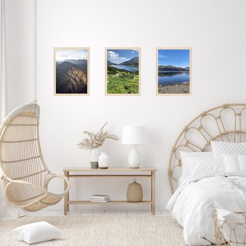 Image of JCJMY 11x14 Picture Frame for Wall Hanging, Wall Mounting Horizontally or Vertically, 11 x 14 Wall Gallery Poster Photo Frame with Shatter Resistant Plexiglass, Natural