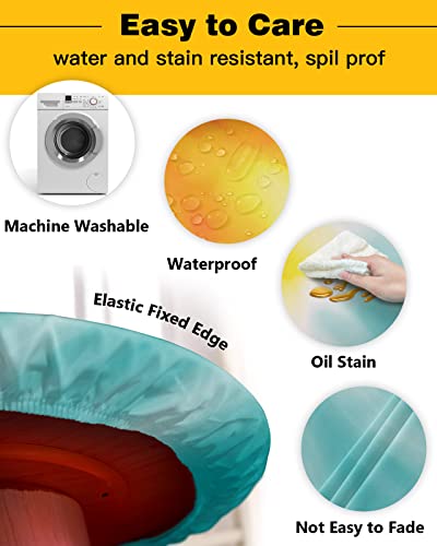 Artwork Store Round Fitted Tablecloth With Elastic Edged Waterproof Oil Proof Table Cloth Orange Blue Ombre Wipe Clean Table Cover For Indoor/Outdoor Fits Tables Up To 45"-54" #TOP2