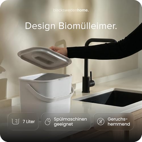 blackswedenhome. Biomülleimer Küche - 7L - Design Komposteimer mit Sieb - Bio-Mülleimer Geruchsdicht - Bio Abfalleimer- Komposter Küche… – Ansicht 2