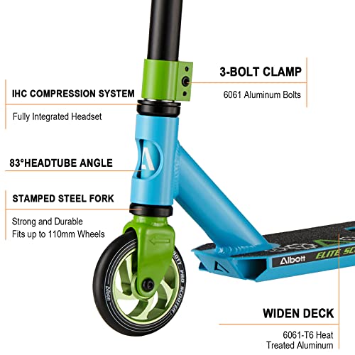 Albott Trottinette Freestyle Pro Stunt Scooter avec Plate-Forme en Alliage Jantes en Alliage roulements ABEC-9 & HIC Compression & Solid Core Roues 110mm - DS 8 Ans - Image 6