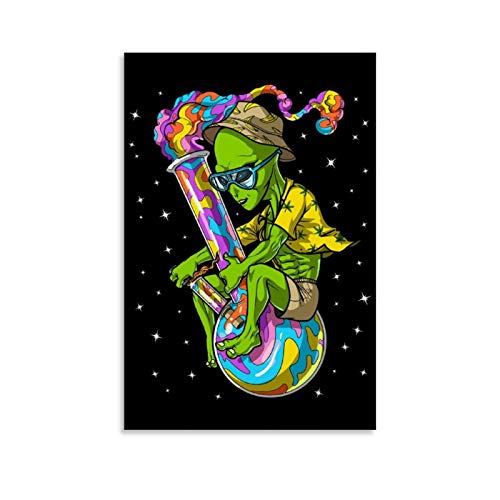 haocaitou Poster sur toile Alien Stoner Weed Bong Hit - Décoration murale moderne pour chambre de famille - 30 x 45 cm
