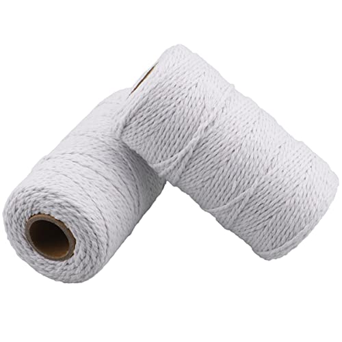 656 Feet Cotton Baker's Twine Spool 10 Ply,Crafts Twine String for DIY Crafts and Gift Wrapping (White)