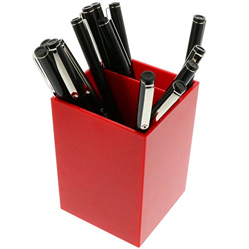 Image of JAM PAPER Plastic Pen Holder - Red - Desktop Pencil Cup - Sold Individually