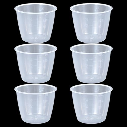 Qianyu 6 Stück 160 ml Messbecher transparente Plastik meßbecher aus Kunststoff Präzisions Messbecher mit Maßstab Mark Dosierhilfe für Labor Basteln Gießformen Schmuck Machen Küc