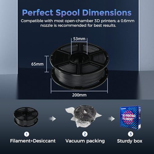 Image of FLASHFORGE Carbon Fiber PLA Filament 1.75mm Volcanic Rock Gray, Reinforced 3D Printer Filament 1kg, Lightweight & High-Strength PLA-CF Filament, Strong & Easy to Print