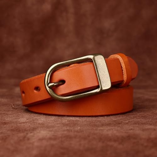 Skinny Women Leather Belt 2.4cm Wide 5mm Thicken Thin Waist Strap for Jeans Pants Dresses with Solid Brass Buckle3