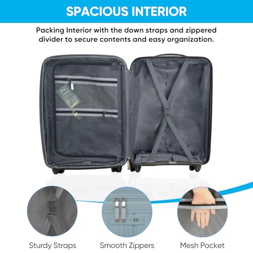 Mjkone 3-Piece Hardshell Luggage Sets with 360° Spinner Wheels, YKK Zippers & TSA-Approved Lock, Ultra Lightweight Suitcases (Diagonal Stripe) in Pink (20+24+28 inch)4