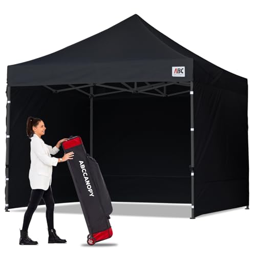 Image of ABCCANOPY Heavy Duty Easy Pop up Canopy Tent with Sidewalls 10x10, Dull Black