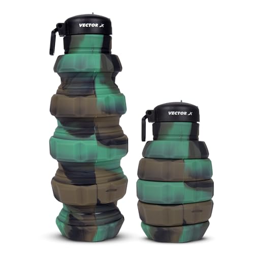 Vector X Flexible Portable Water Bottle with Flip Top Lid for Travel, Hiking, Camping 500 ml Bottle (Pack of 1, Green, Silicone) Vector X Flexible Portable Water Bottle with Flip Top Lid for Travel, Hiking, Camping 500 ml Bottle (Pack of 1, Green, Silicone)