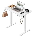 WOLTU Scrivania Elettrica Regolabile in Altezza 72-118 cm, con 3 Memorie e 2 Ganci – Bianco, Silenziosa, Capacità di Carico 80 kg – per Ufficio, Casa, Gaming e Studio, 80x48 cm