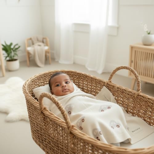 Bleu La La Knit Baby Blanket for Girls and Boys 100% Cotton Buttery Soft Cozy Receiving Swaddle Crib Stroller Blanket for Shower Gift Registry for Newborns, Infants, Toddlers (Cars - Cream)