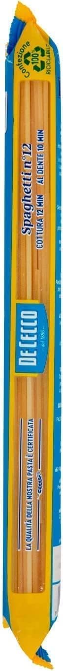 De Cecco Spaghetti n°12, pasta de trigo duro 24 x 500 g - trefilado de bronce, secado lento ~18 h, textura rugosa - cocción 12 min (al diente 10 min) - Fabricado en Italia + Italian Gourmet Polpa 400