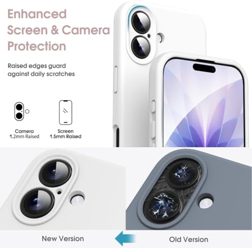 Image of DIZORO Compatible for iPhone 17 Case, Classic Liquid Silicone Mobile Phone Case,Integrated Camera Control Button,Anti-Scratch Soft Microfiber Lining - White