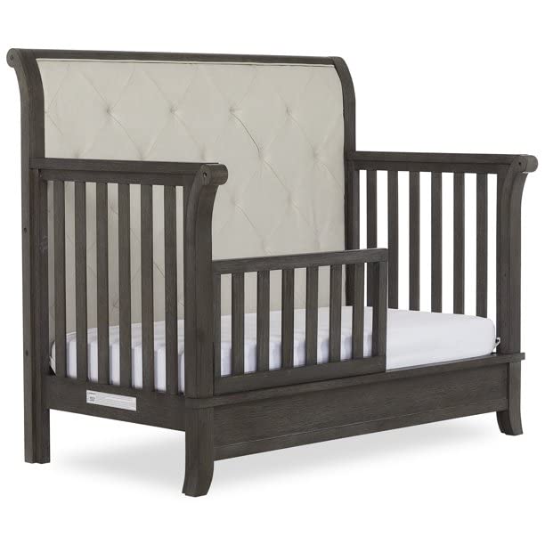 Image of Toddler Bed Safety Guard Rail for Evolur Baby Convertible Cribs - Solid Wood Rail for Convertible Crib to Toddler Bed Conversion - Safety Bed Rail for Children (Smokey Brushed Grey, Model 814)