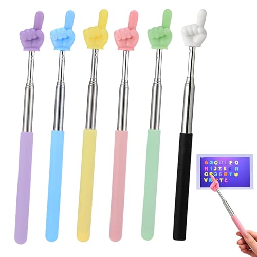 JUGUTA 6 Unidades De Puntero Extensible, Puntero De Dedo De Acero Inoxidable, Puntero Retráctil Para Aula, Mini Lápiz Educativo De Mano, Puntero Extensible Para Aula, Interacción Personal