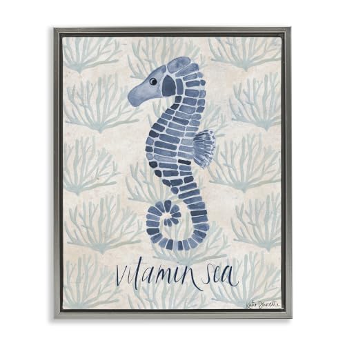 Vitamin Sea Seahorse Coastal Humor, 24 x 30 Inch Canvas in Floater Frame
