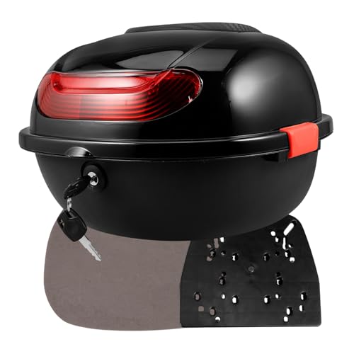 Mikikit Baúl Superior para Motocicleta Caja Trasera Negro con Base PP Accesorios para Maletero Invierno Resistente Almacenamiento Herramientas para Motociclistas