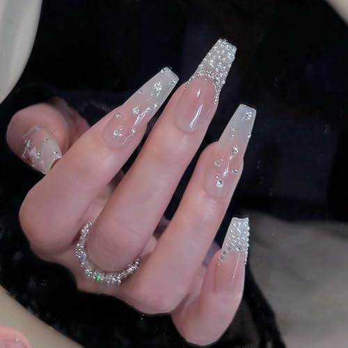 JIEADJIE Press On Nails (100% Handmade),Almonds, Droplet Shaped,Handmade Painted Nail Art by Nail Technician,Daily Version (Nude, Small)