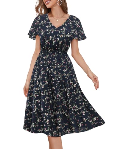 Bridesmay Casual Summer Dresses for Women with Sleeves Flowy Boho Floral Dress Midi Length 2025