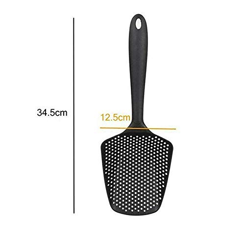 1Pcs Scoop Colander Kitchen Strainer Scoop Food Drain Shovel Nylon Slotted Skimmer With Handle For Kitchen Cooking Baking Drain (Black) #TOP5