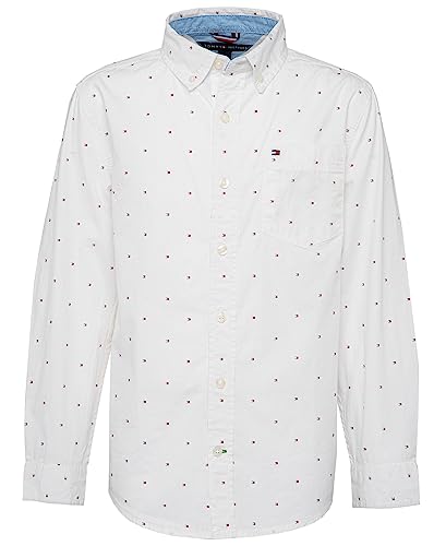 Tommy Hilfiger Kids Boys' Ellison Long Sleeve Woven Shirt, 100 White, 6