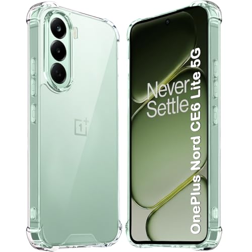 Image of TheGiftKart Crystal Clear Back Cover Case for OnePlus Nord CE 6 Lite 5G | 360 Degree Protection | Shock Proof Design | Transparent Cover Case for OnePlus Nord CE6 Lite (PC & TPU, Transparent Bumper)