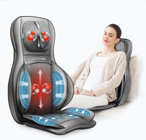 Comfier Nacken- und Rückenmassagegerät mit Wärme – Massagestuhl mit Kompresse und Rollen, Knet-Shiatsu-Rückenmassagegerät für vollen Rücken, Nacken, Massagestuhl-Pad für Zuhause, Büro,